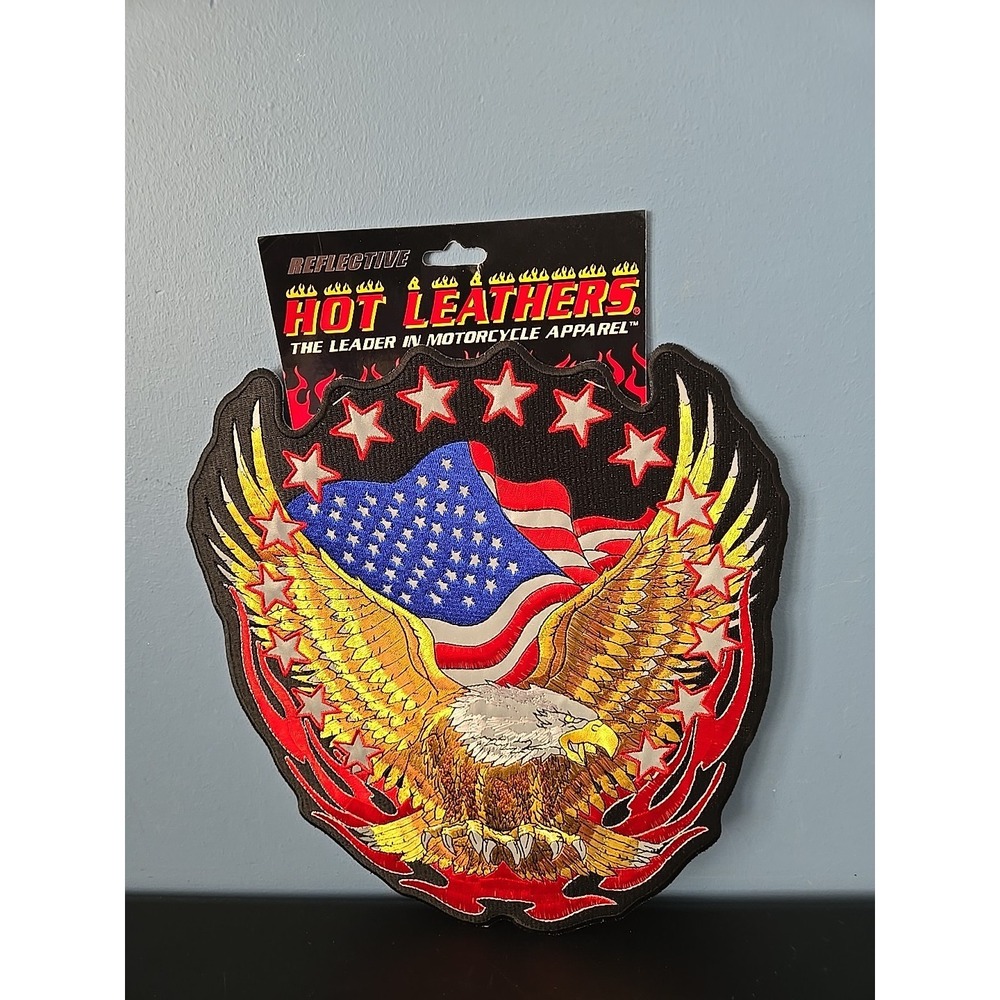 12" EAGLE FLAG AND STARS BIKER MOTORCYCLE EMBROIDERED JACKET PATCH HOT LEATHERS